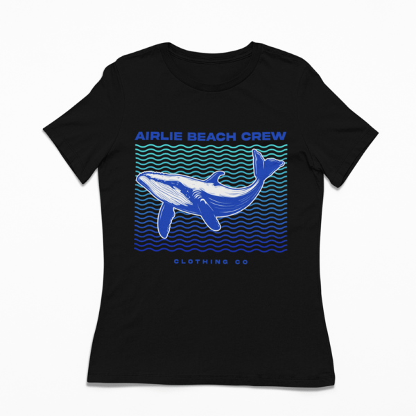 blue whale women's t-shirt black